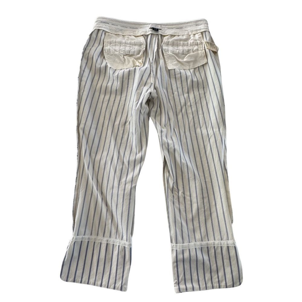 Anthropologie Pinstripe Cropped Flare Pants White Blue Coastal Prep Trouser 12 - Picture 5 of 10